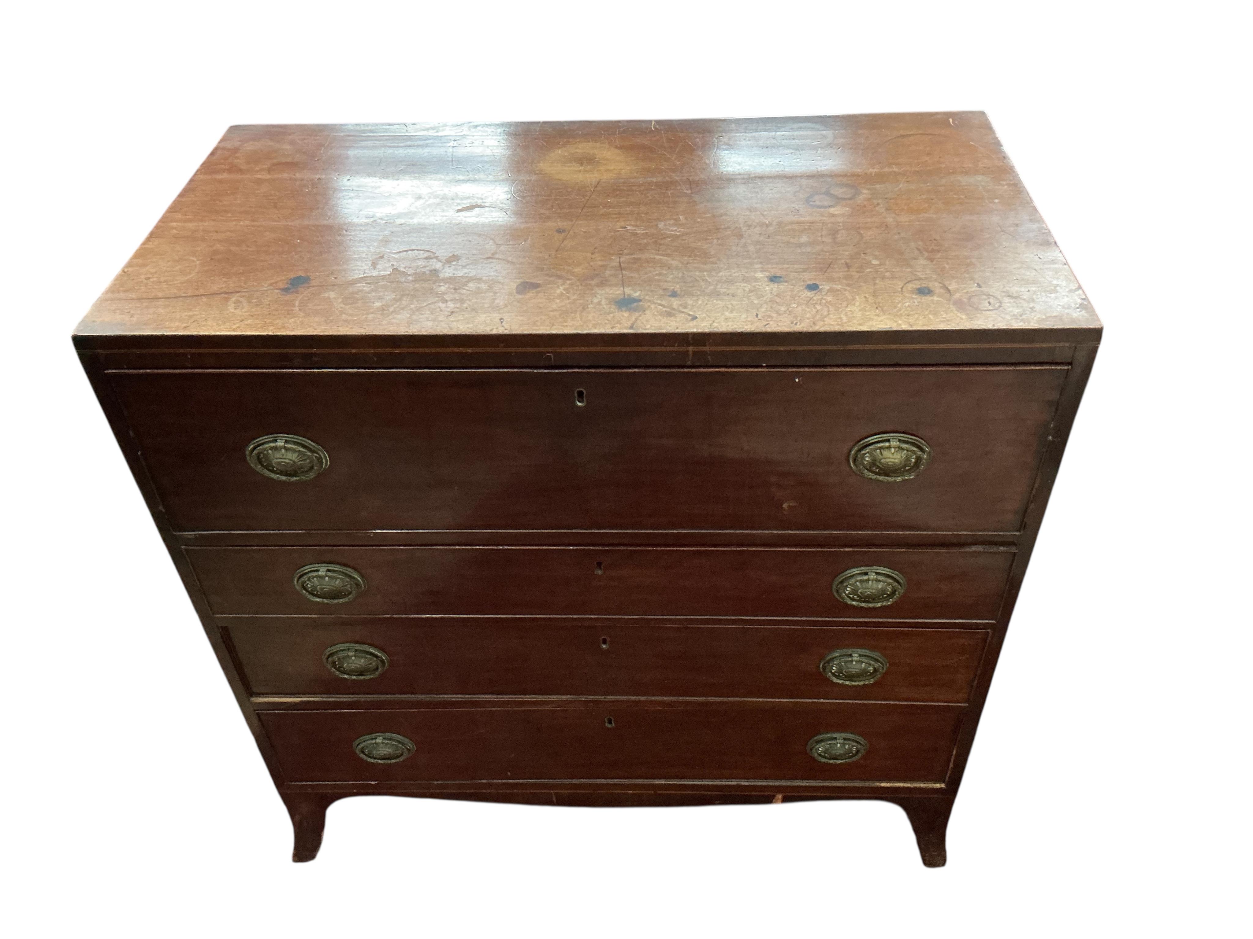 A Regency mahogany secretaire chest, width 99cm, depth 50cm, height 99cm